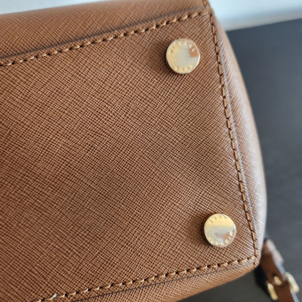 Michael Kors Ciara Studded‎ Satchel-shoulder & hand straps cognac leather - Picture 10 of 12